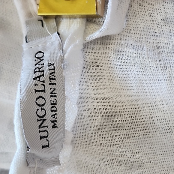 Lungo L'Arno 100% Linen White Gray Floral Cami Dress Made in Italy, Sz L - Picture 7 of 8